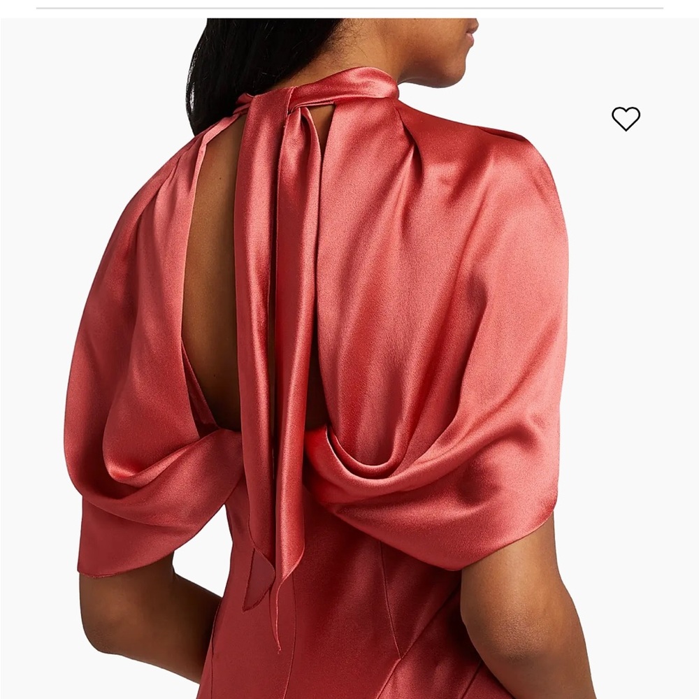 Alberta Ferretti Backless Satin Dress in Coral